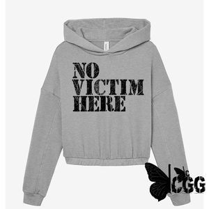 No Victim Here Cropped Hoodie Heather Gray / Sm