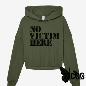 No Victim Here Cropped Hoodie Military Green / Sm
