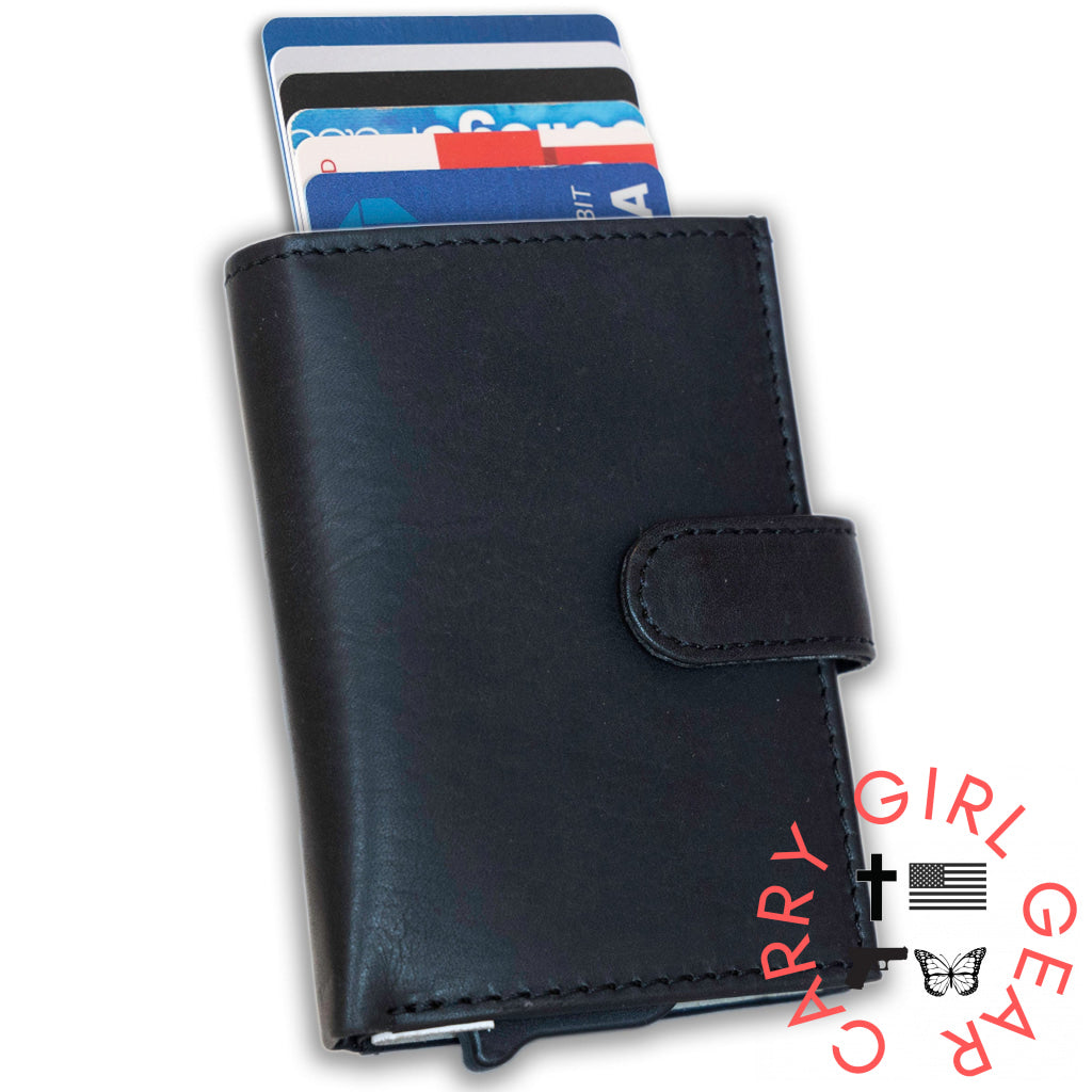 Nova Rfid Compact Leather Wallet By Lady Conceal Black