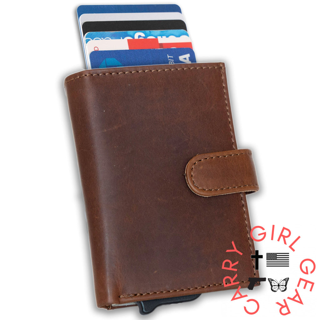 Nova Rfid Compact Leather Wallet By Lady Conceal Cognac