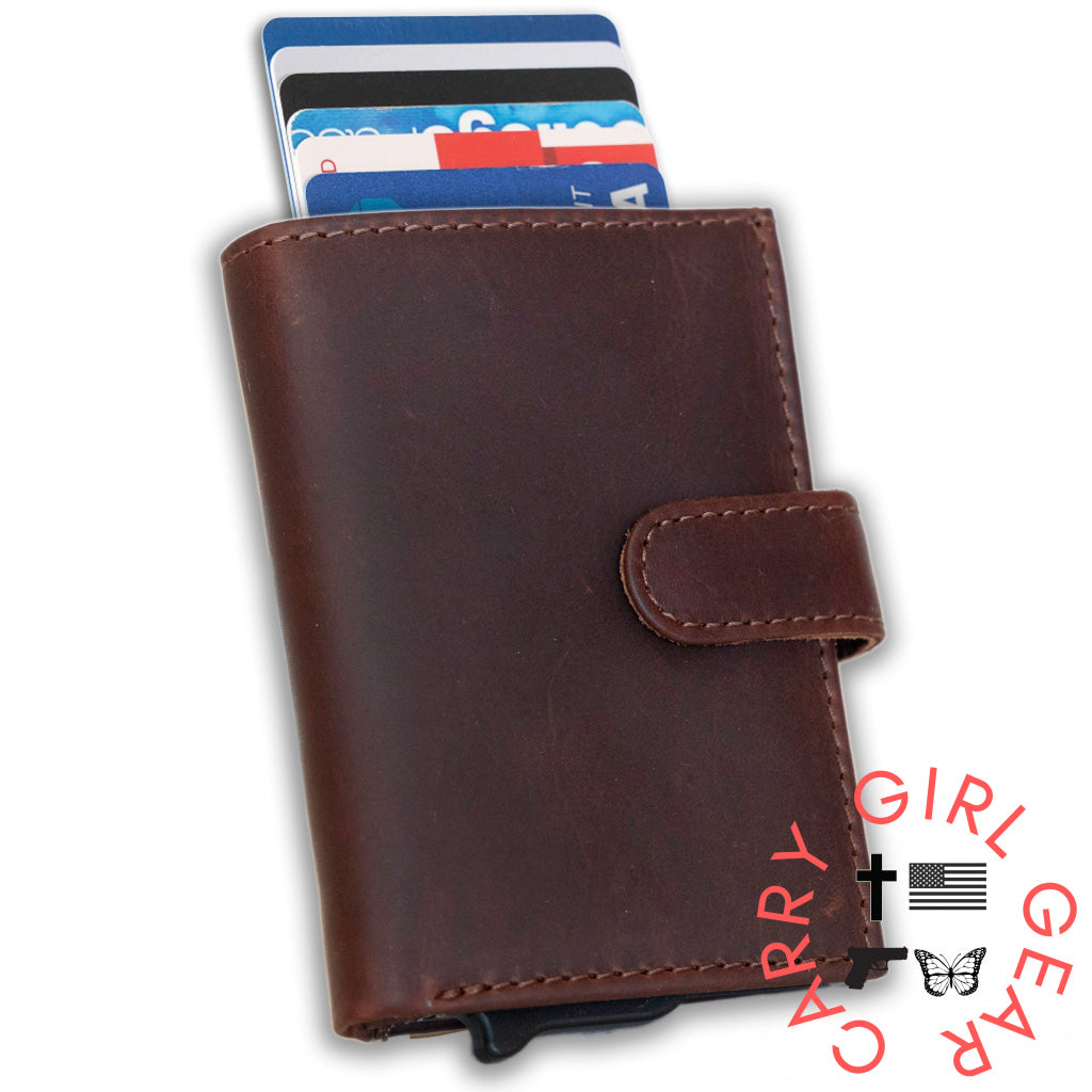 Nova Rfid Compact Leather Wallet By Lady Conceal Mahogany