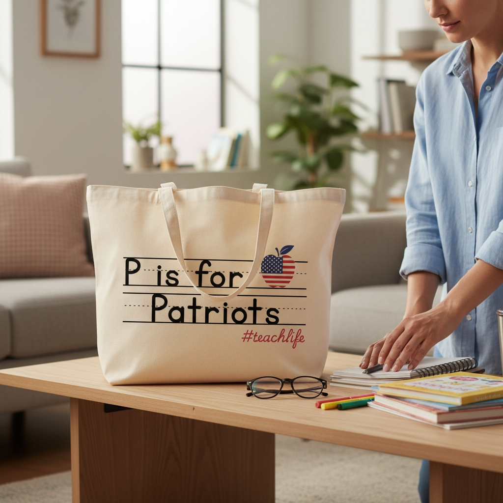 P IS FOR PATRIOTS TOTE CANVAS