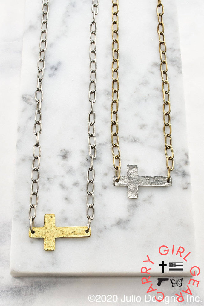 Paper Clip Chain Cross Necklace