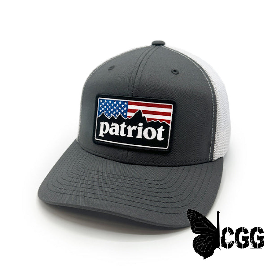 Patriot Mountains Woven Patch Hat Charcoal And White / Curved Bill Snapback Nc - Hats