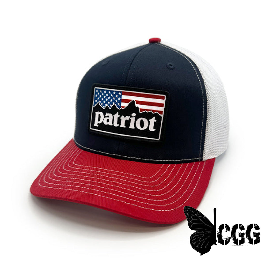 Patriot Mountains Woven Patch Hat Navy And White Red / Curved Bill Snapback Nc - Hats