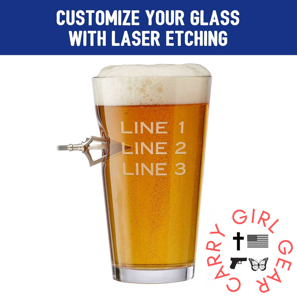 Patriotic Broadhead Pint Glass Handmade