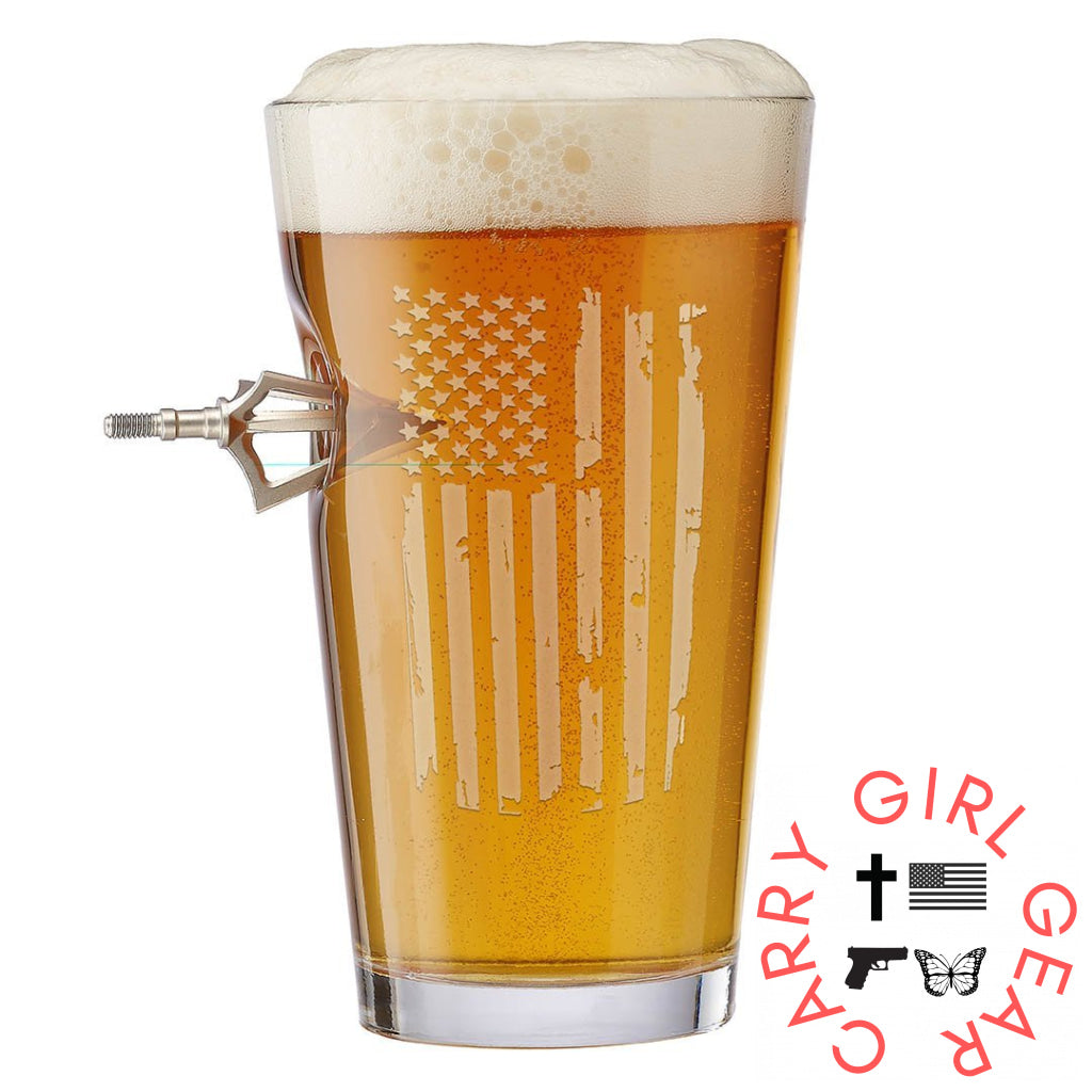 Patriotic Broadhead Pint Glass No Handmade