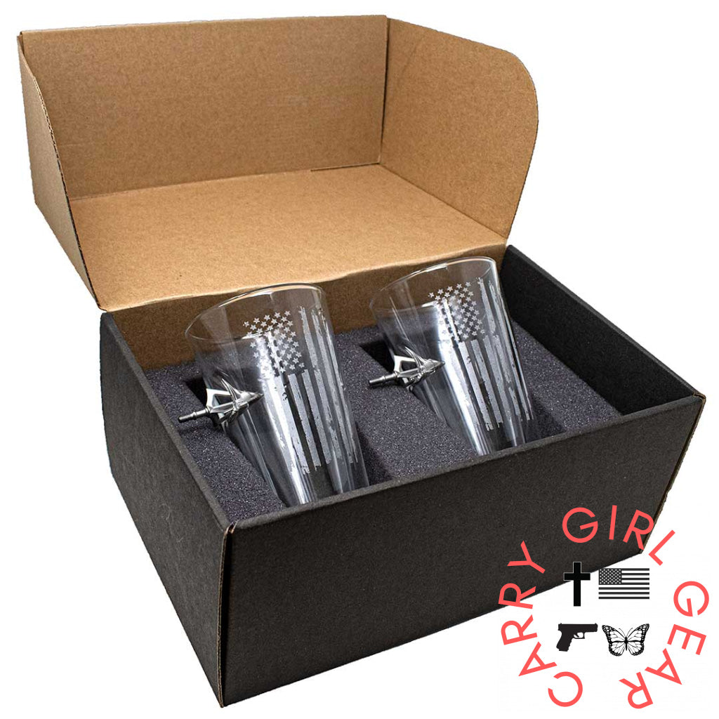 Patriotic Broadhead Pint Glass Yes Handmade