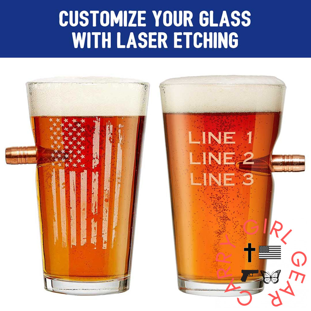 Patriotic Pint Glass - 16Oz Handmade