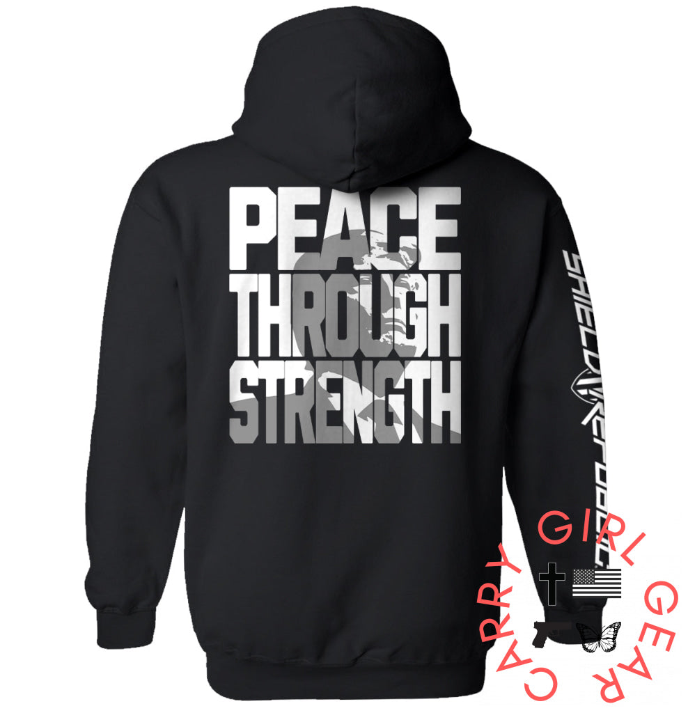 Peace Through Strength Hoodie / Black / S NC - Apparel