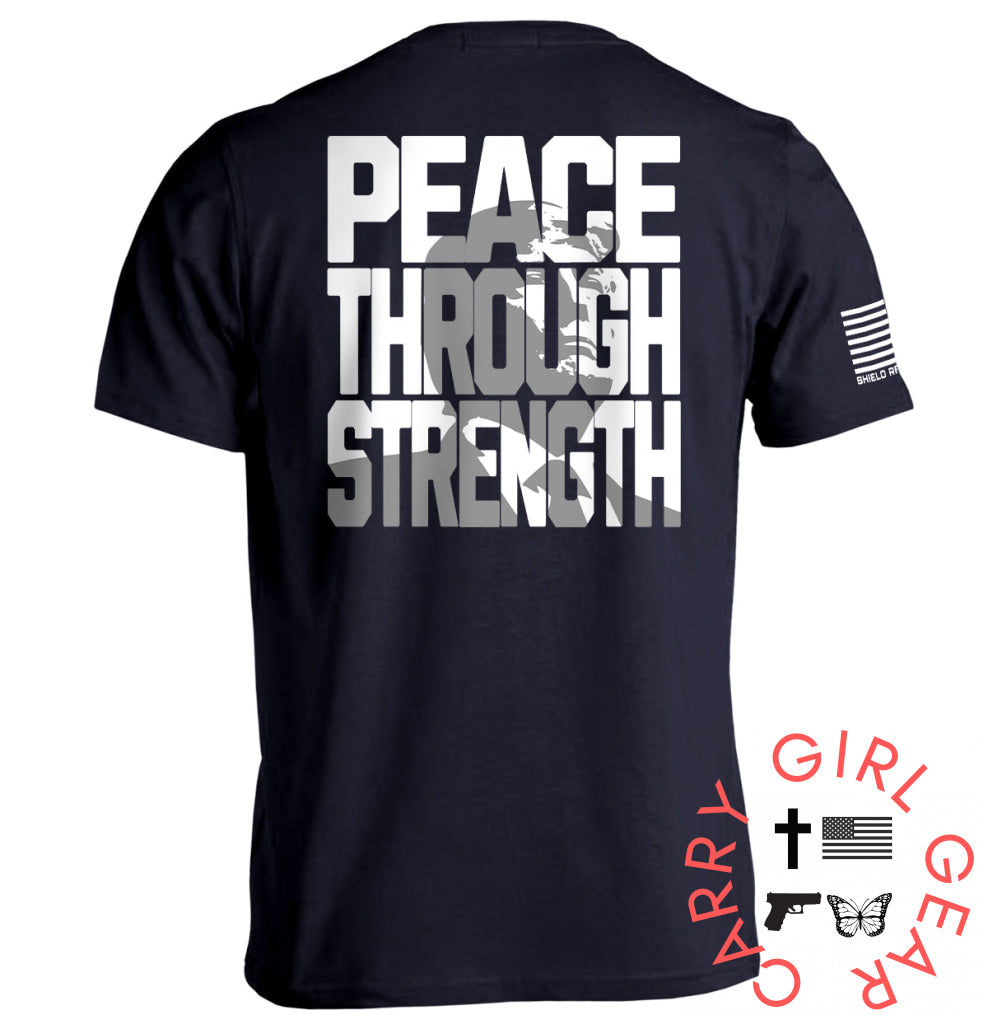 Peace Through Strength Tee / Navy / S NC - Apparel