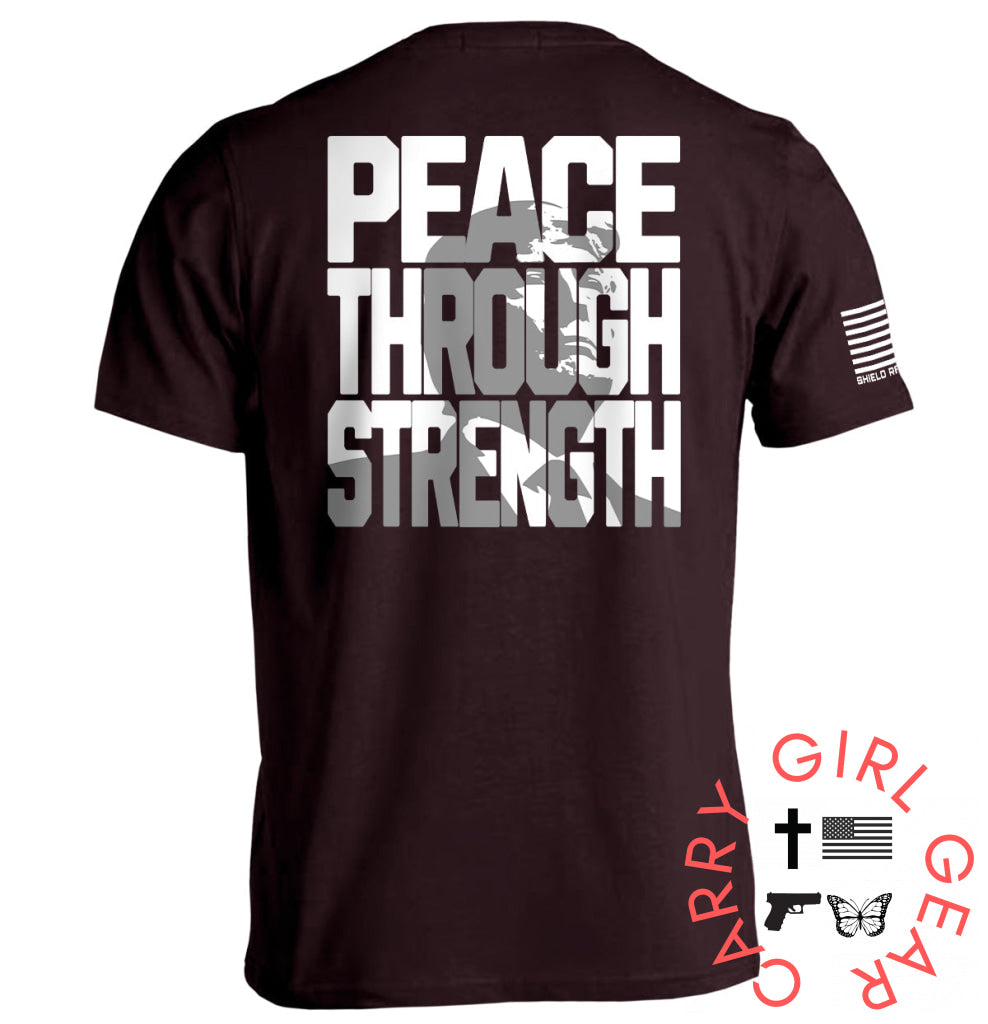 Peace Through Strength Tee / Ox Blood / S NC - Apparel
