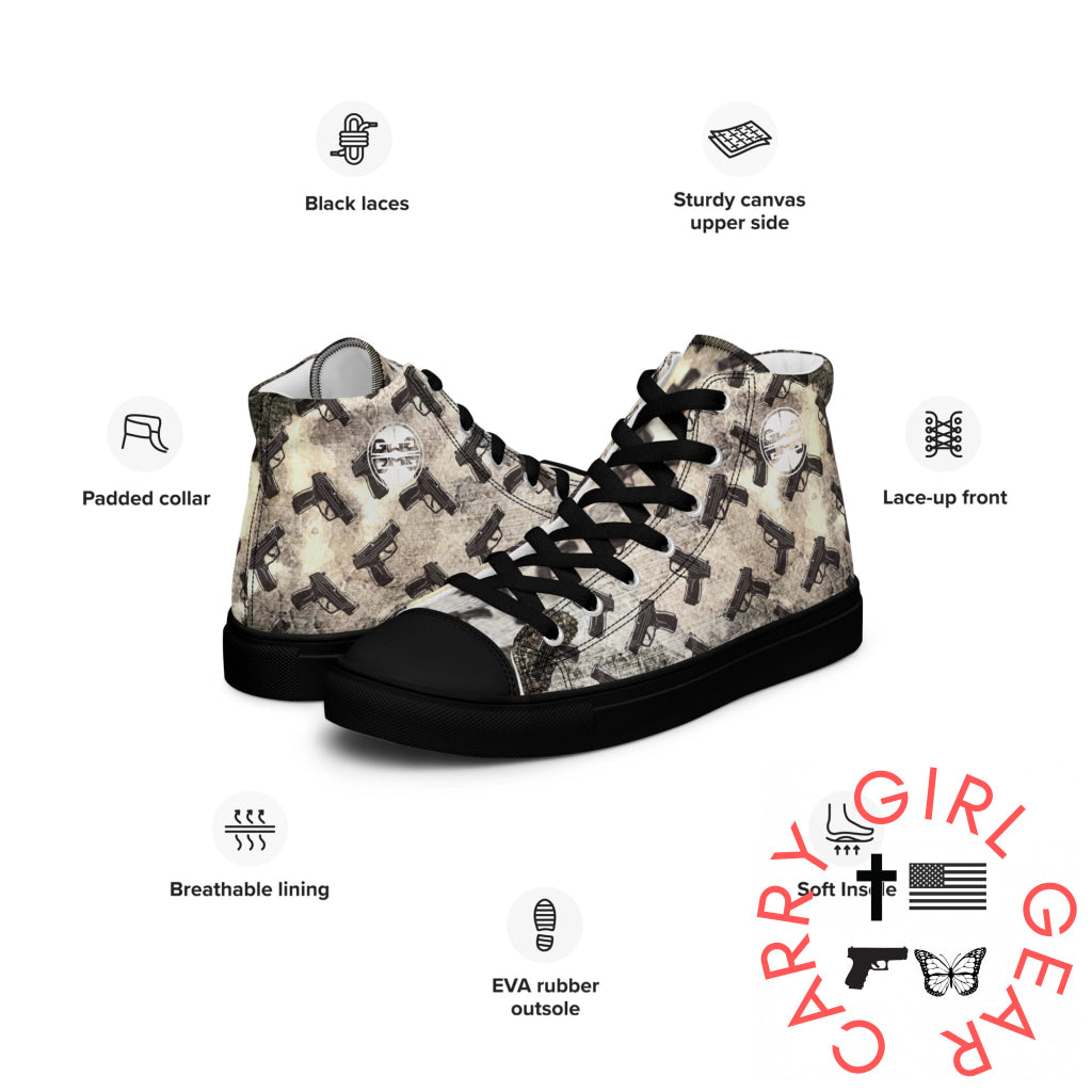 Pistol Palooza Women’s High Top Canvas Shoes Shoes