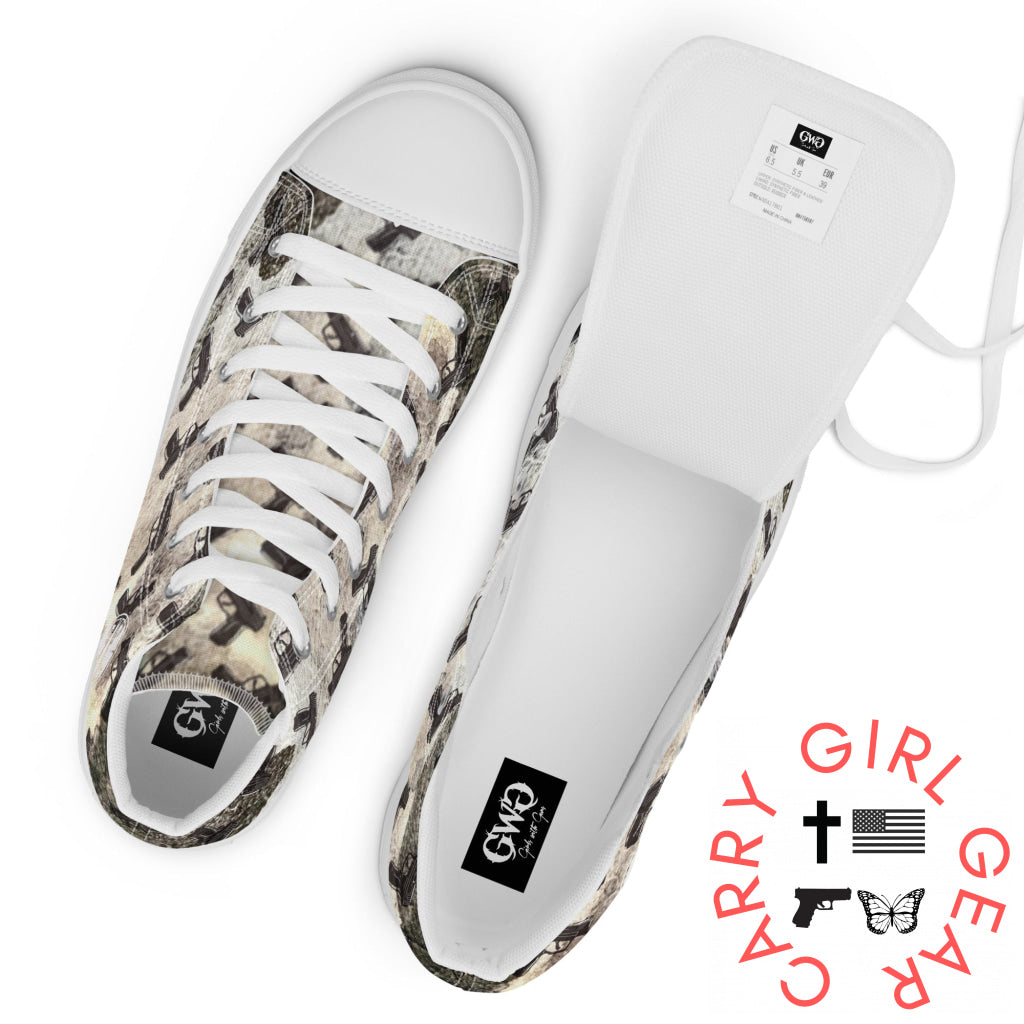 Pistol Palooza Women’s High Top Canvas Shoes Shoes