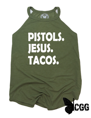 Pistols Jesus Tacos Badass Tank Xs / Military Green Cgg Badass Tank