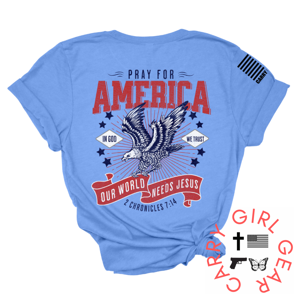Pray For America Tee Xs / Blue Unisex Cut Cgg Perfect Tee