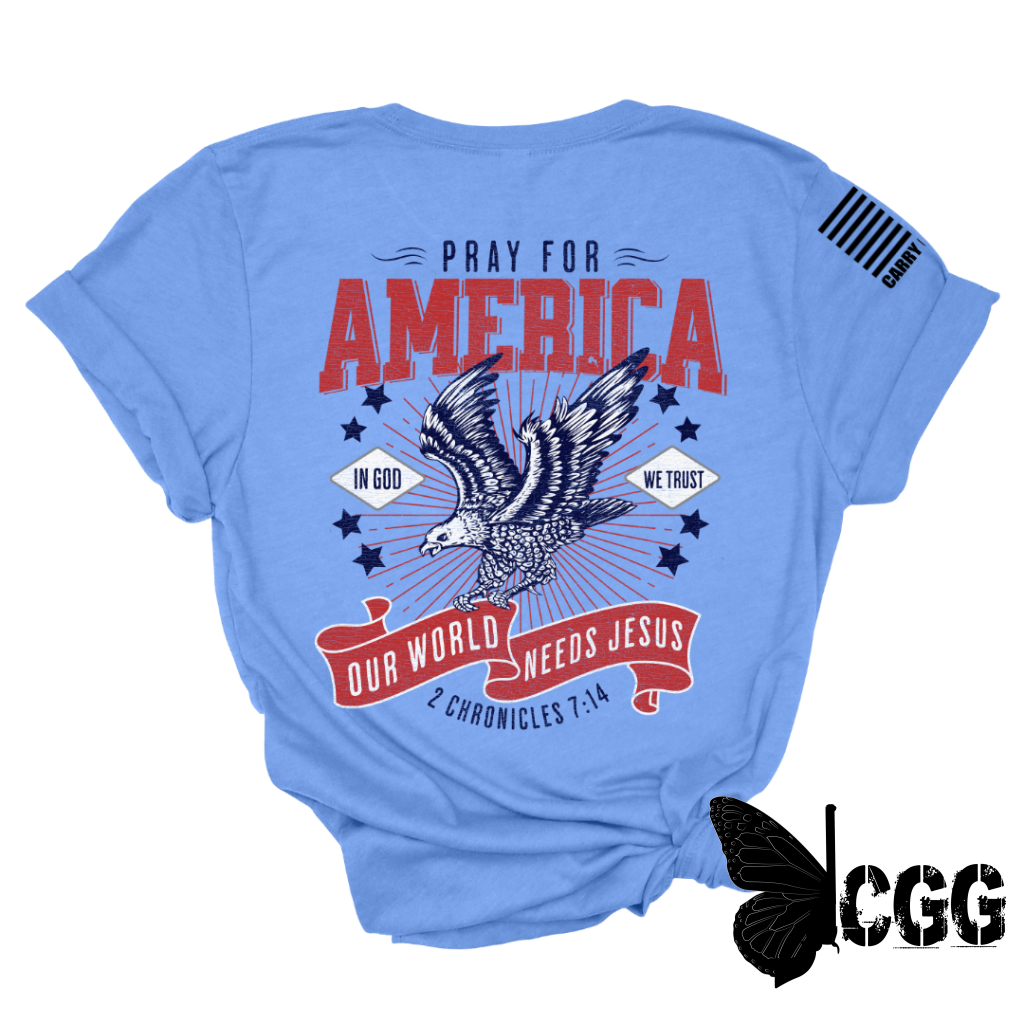 Pray For America Tee Xs / Blue Unisex Cut Cgg Perfect Tee