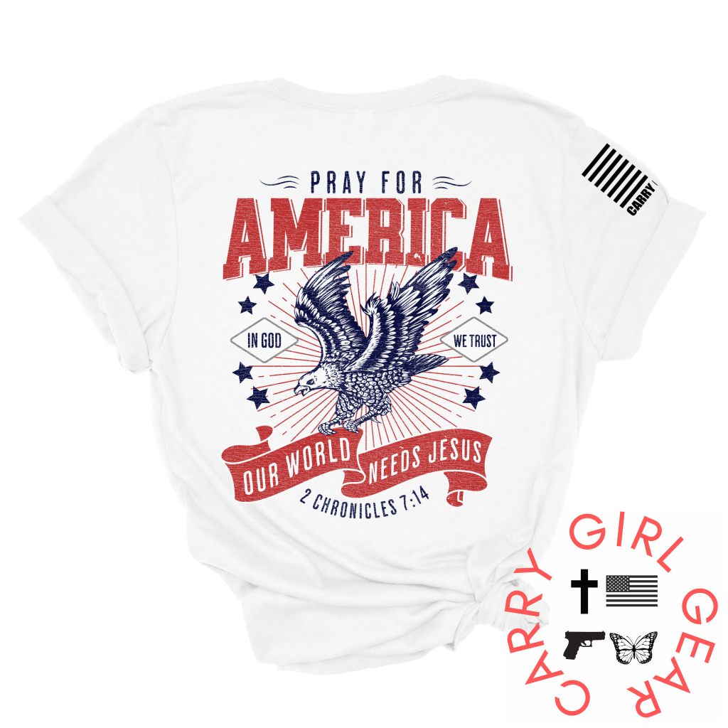 Pray For America Tee Xs / White Unisex Cut Cgg Perfect Tee