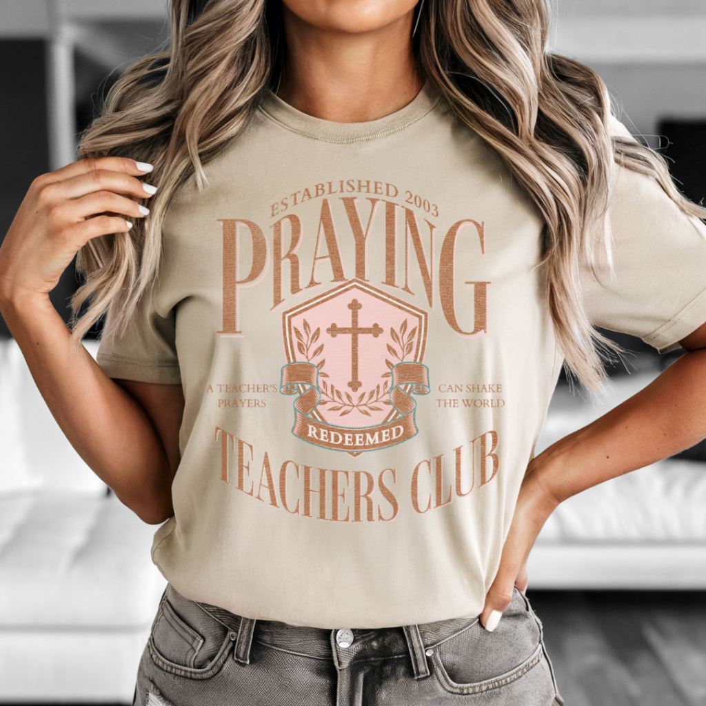 PRAYING TEACHERS CLUB TEE TAN / XS / UNISEX TEE T-Shirts