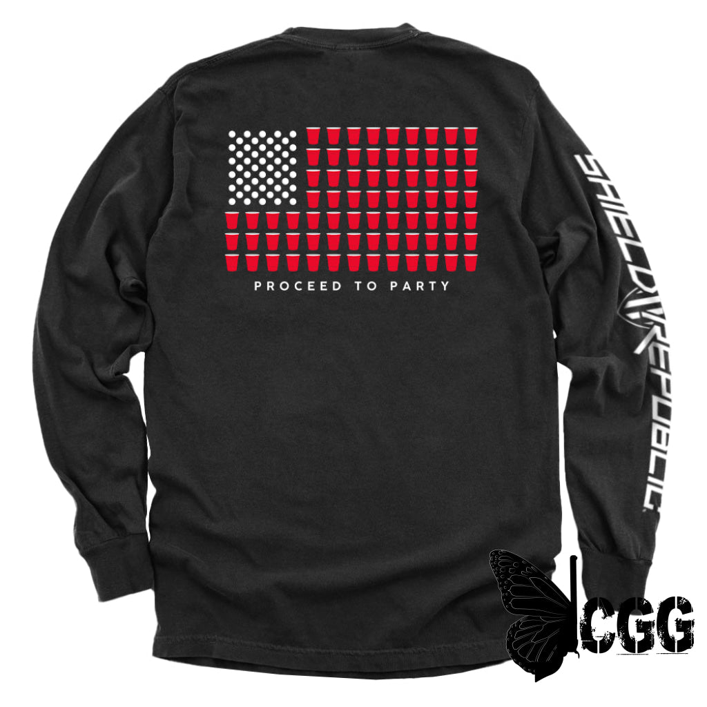 Proceed To Party Black / S Comfort Colors Long Sleeve Nc - Apparel