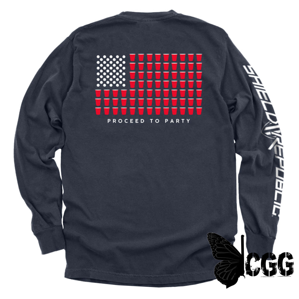 Proceed To Party True Navy / S Comfort Colors Long Sleeve Nc - Apparel