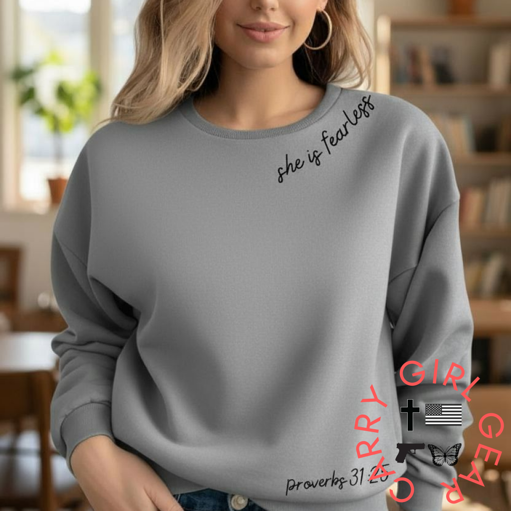 Proverbs 31:25 CREW NECK Armor Gray / S Crewneck