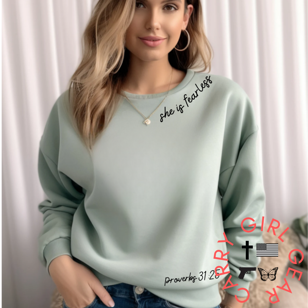 Proverbs 31:25 CREW NECK Faithful Fog / S Crewneck