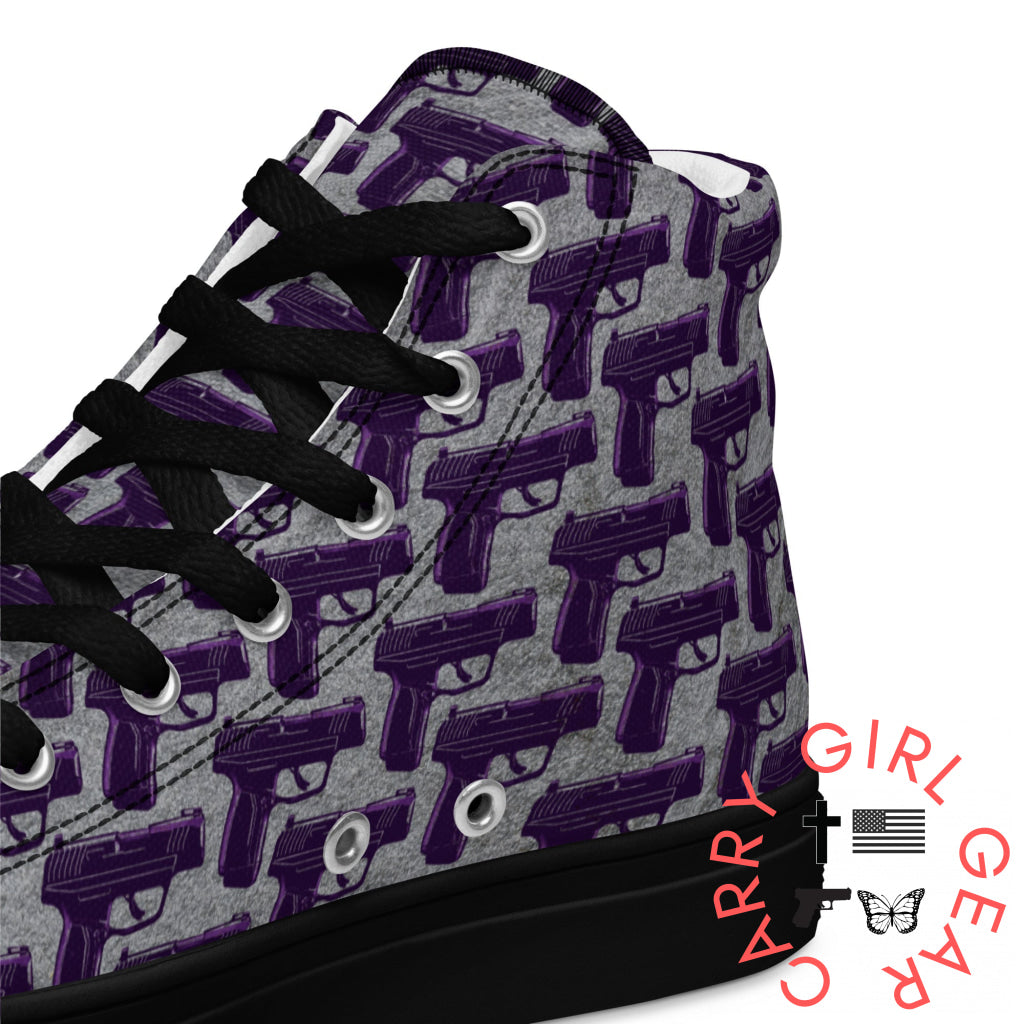 Purple Pistol Palooza High Top Canvas Shoes Shoes