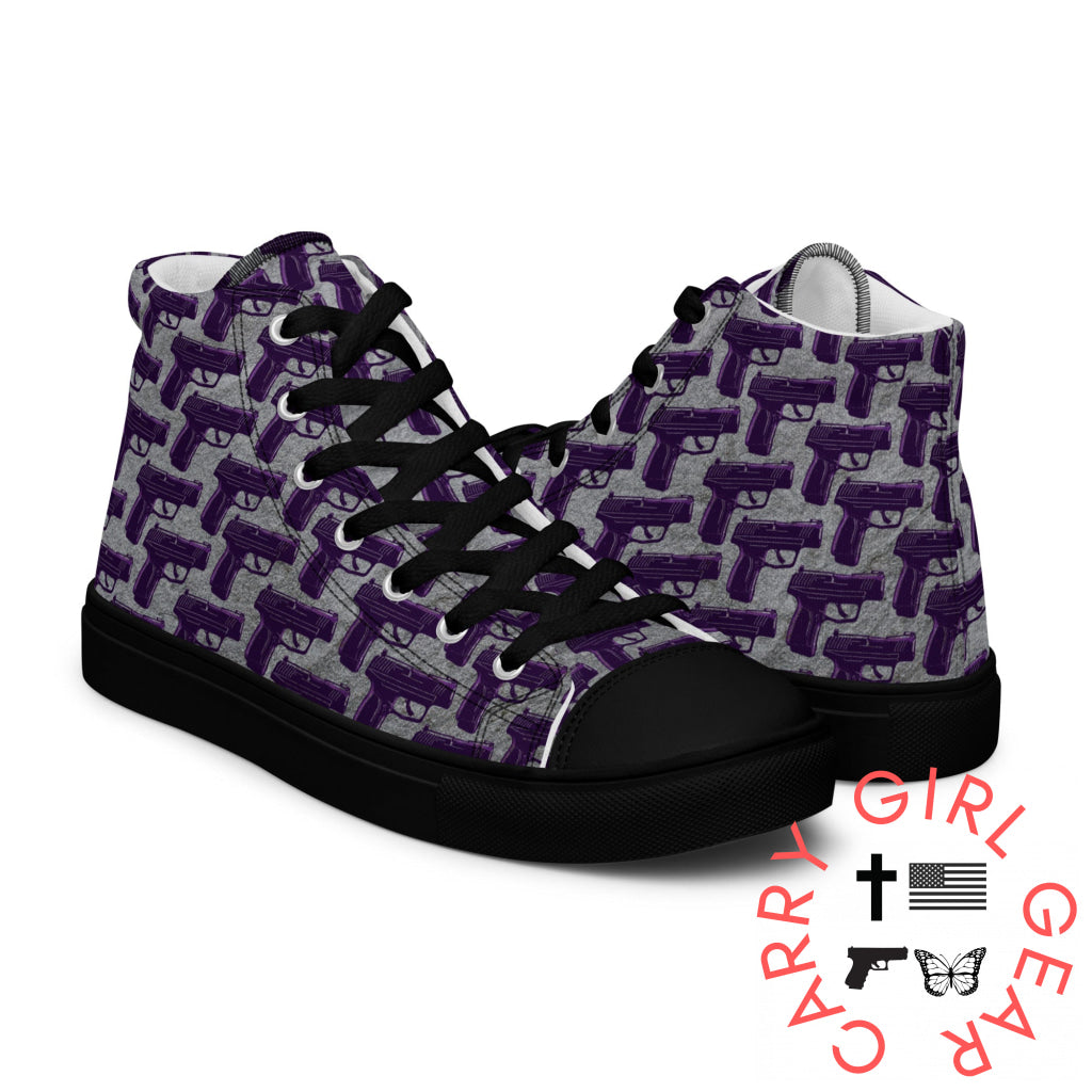 Purple Pistol Palooza High Top Canvas Shoes Shoes