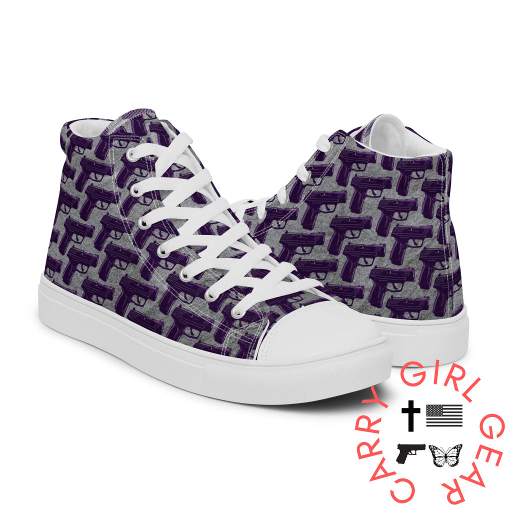 Purple Pistol Palooza High Top Canvas Shoes Shoes