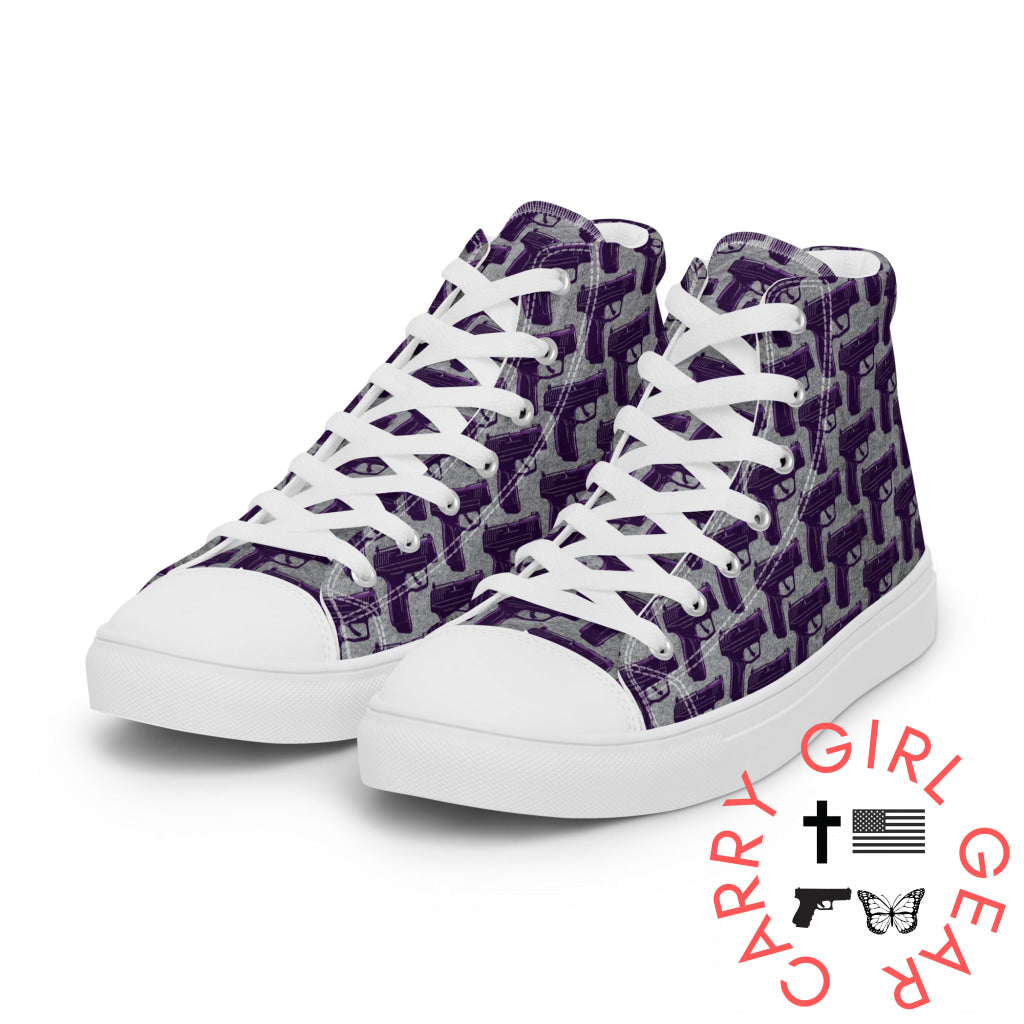 Purple Pistol Palooza High Top Canvas Shoes Shoes
