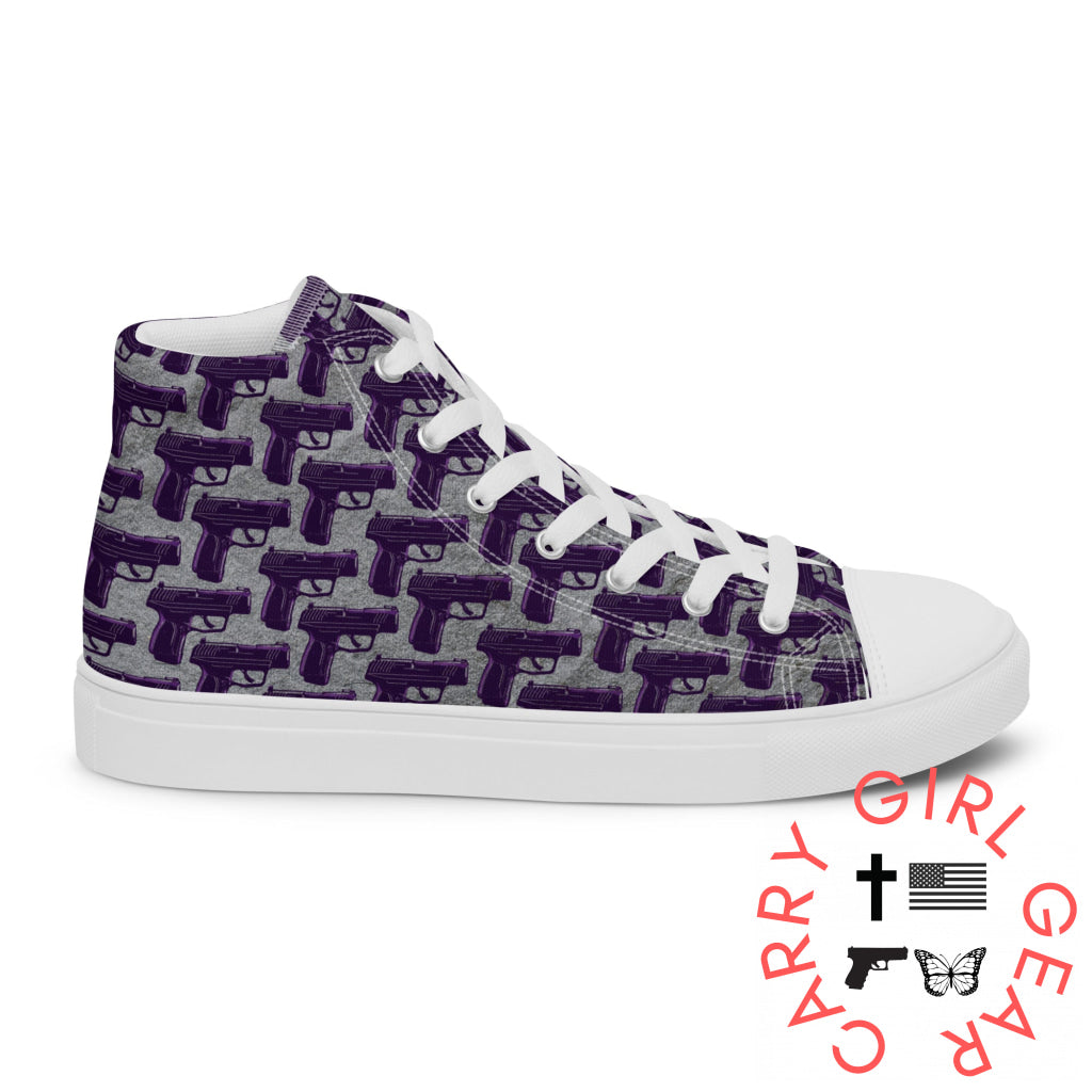Purple Pistol Palooza High Top Canvas Shoes Shoes