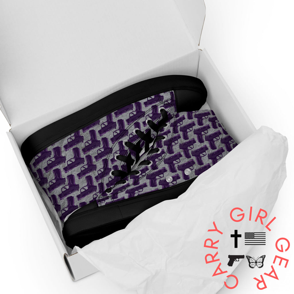 Purple Pistol Palooza High Top Canvas Shoes Shoes