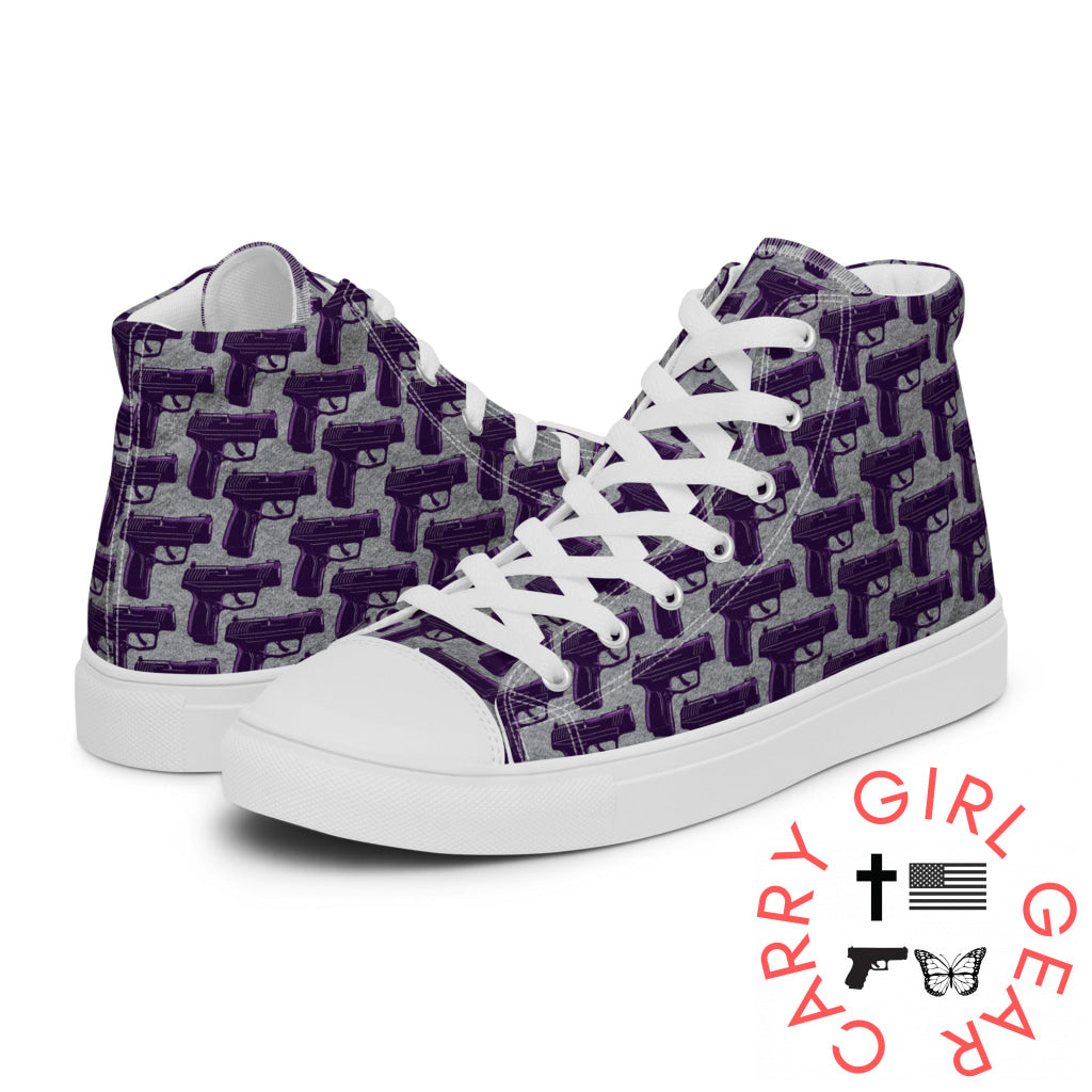 Purple Pistol Palooza High Top Canvas Shoes White / 5 Shoes