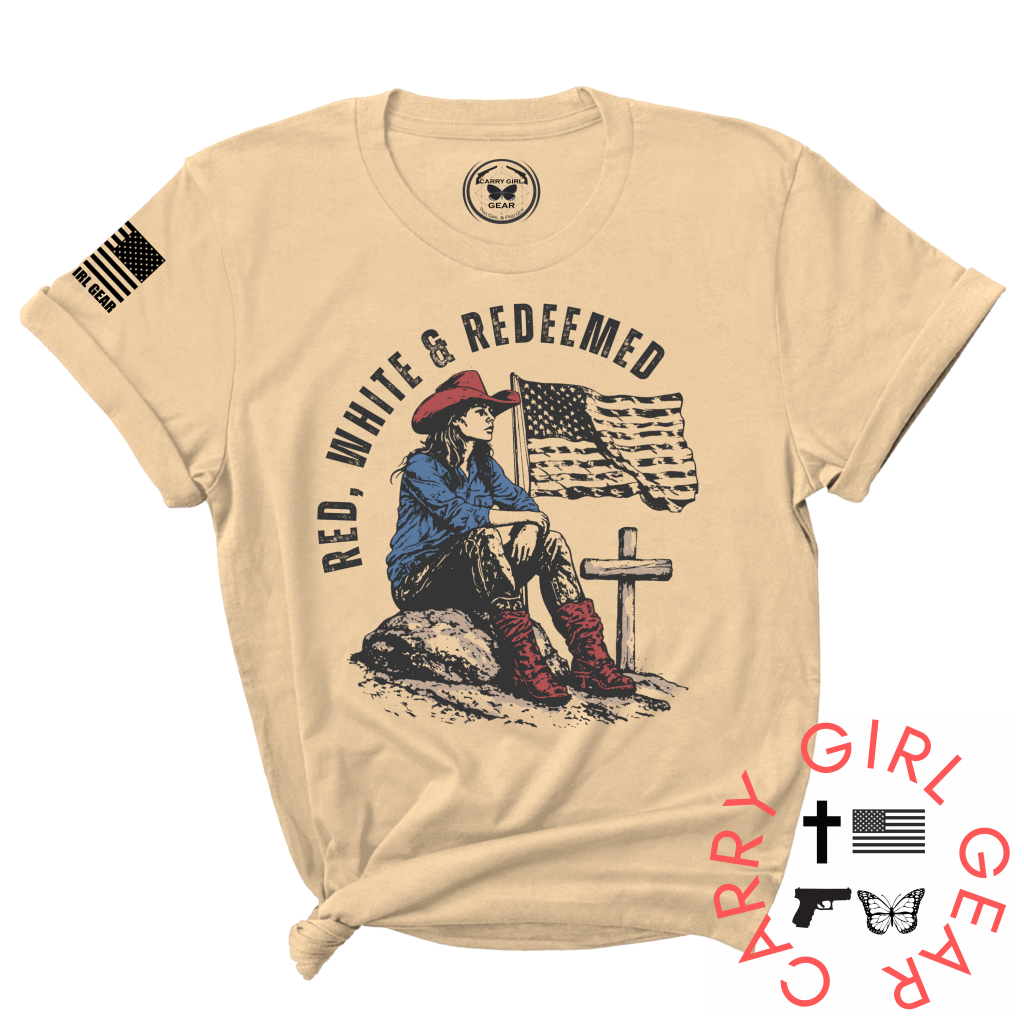 RED WHITE & REDEEMED TEE XS / CREAM / UNISEX CUT CGG PERFECT TEE
