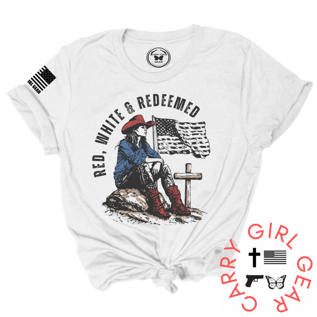 RED WHITE & REDEEMED TEE XS / WHITE / UNISEX CUT CGG PERFECT TEE