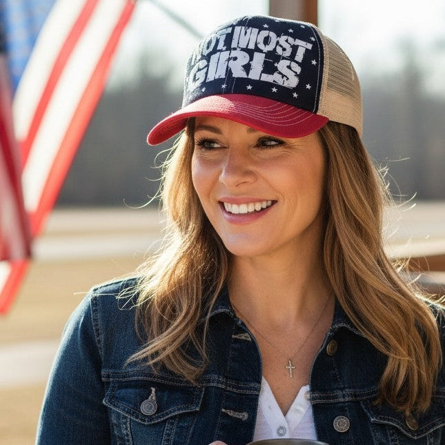NOT MOST GIRLS STARS TRUCKER HAT