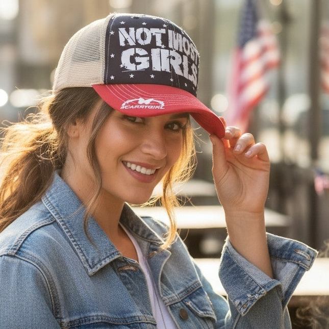 NOT MOST GIRLS STARS TRUCKER HAT