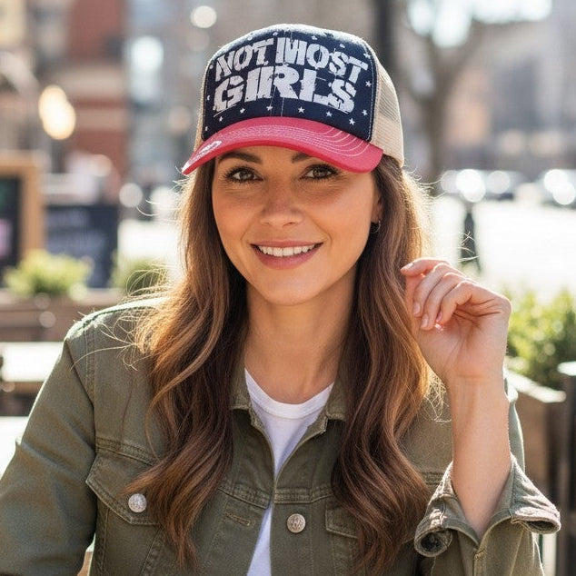 NOT MOST GIRLS STARS TRUCKER HAT