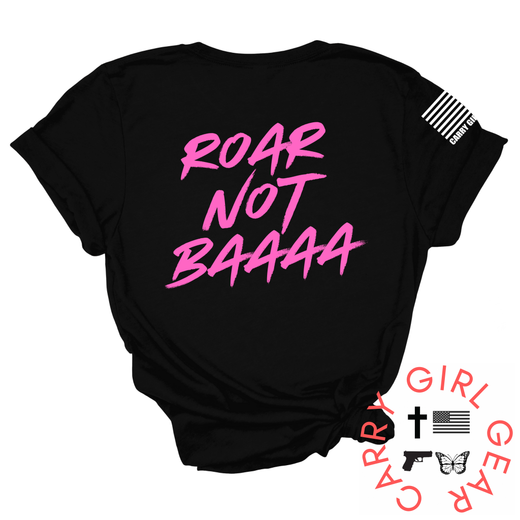 ROAR TEE XS / BLACK with PINK / UNISEX CUT CGG PERFECT TEE