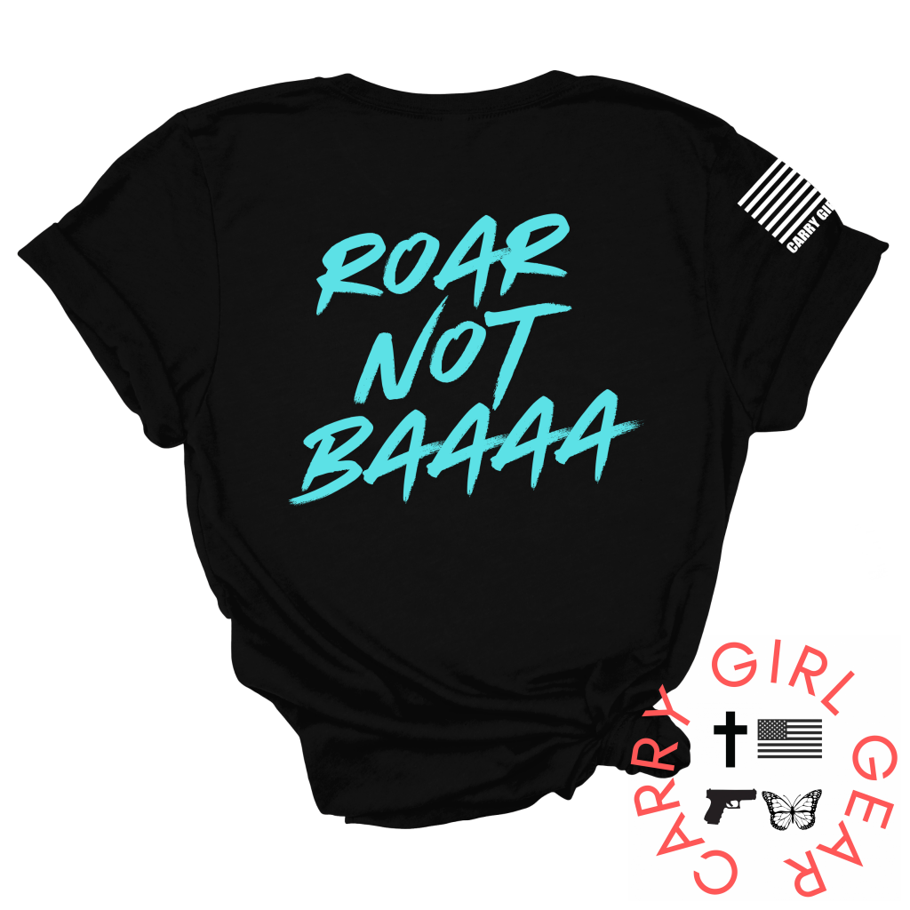 ROAR TEE XS / BLACK with TURQUOISE / UNISEX CUT CGG PERFECT TEE