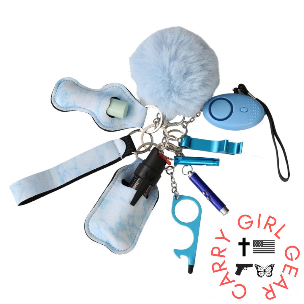 Safety Keychain Set For Self Defense By Lady Conceal Light Blue Keychains