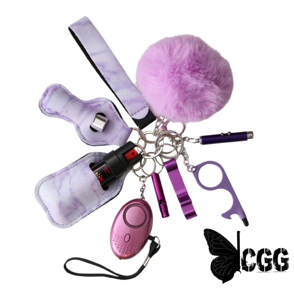 Safety Keychain Set For Self Defense By Lady Conceal Purple Keychains