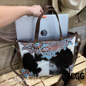 Savanna Cowhide Concealed Carry Tote Purse Laptop Bag