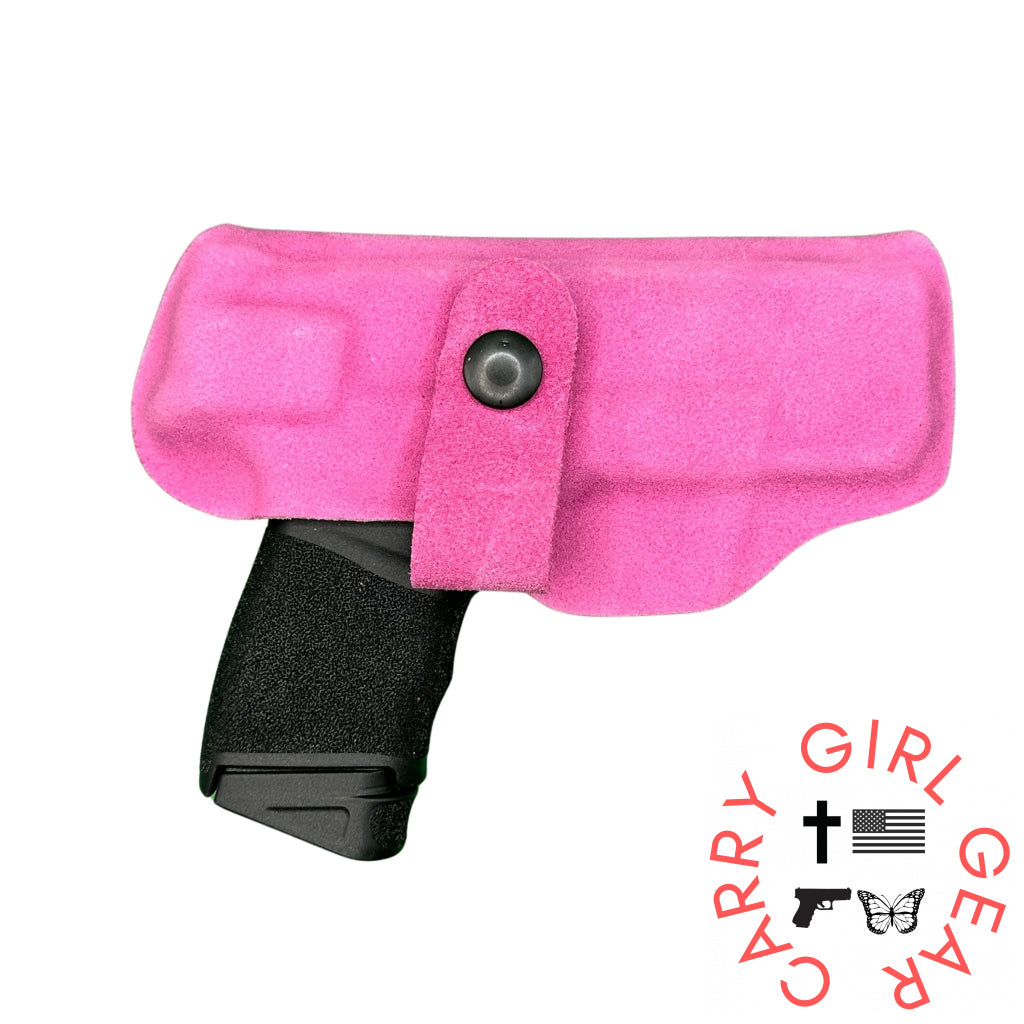 Shadow Systems CR920 with Red Dot Optic Flashbang Bra Holster Suede Wrapped Teddy Berry / Right Hand Flashbang - By Gun