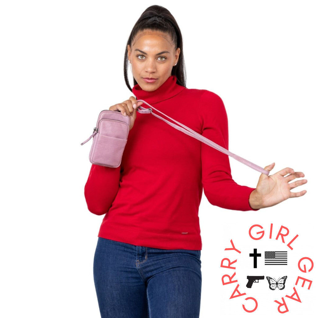 Shay Leather Rfid Crossbody By Lady Conceal For Tasers And Pepper Spray