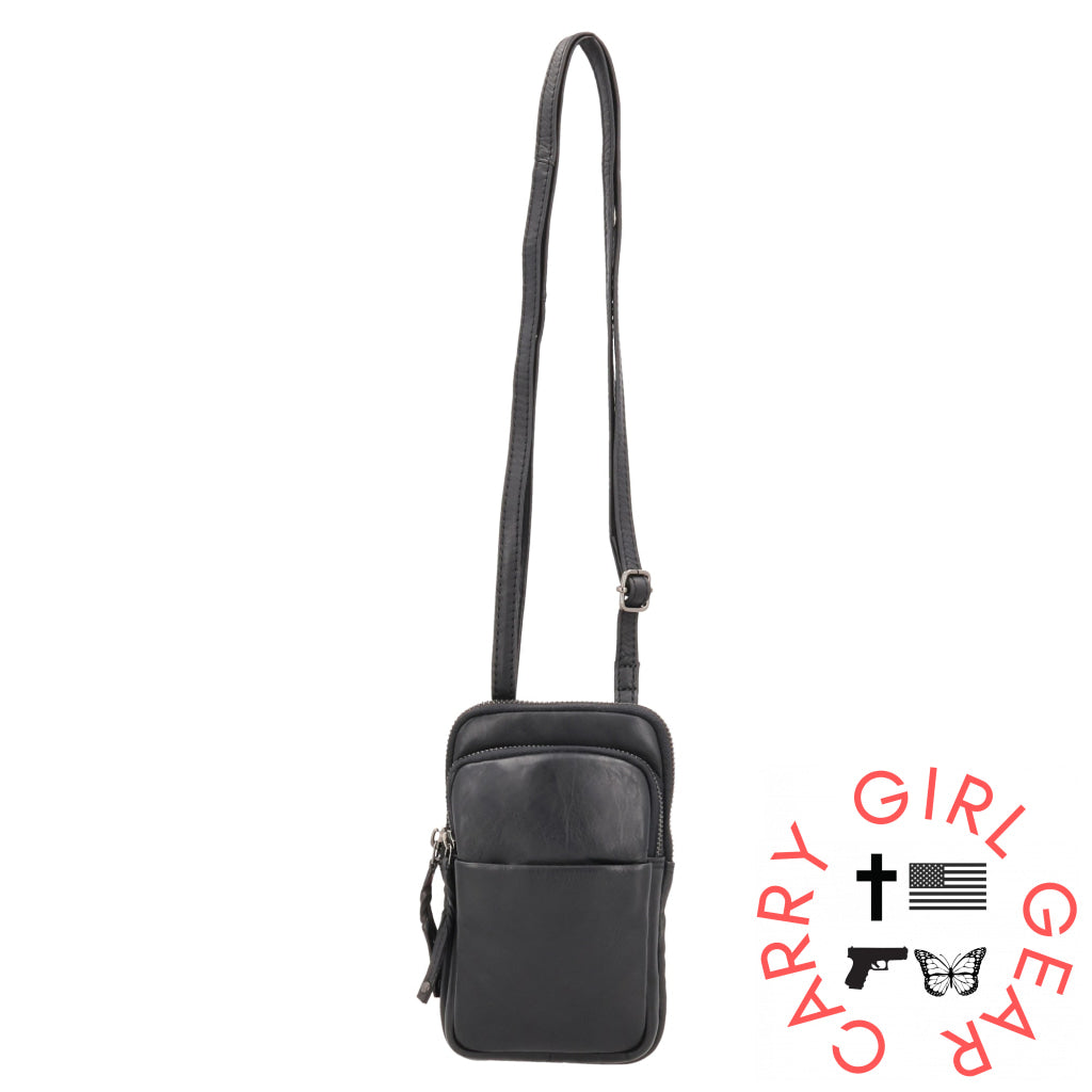Shay Leather Rfid Crossbody By Lady Conceal For Tasers And Pepper Spray