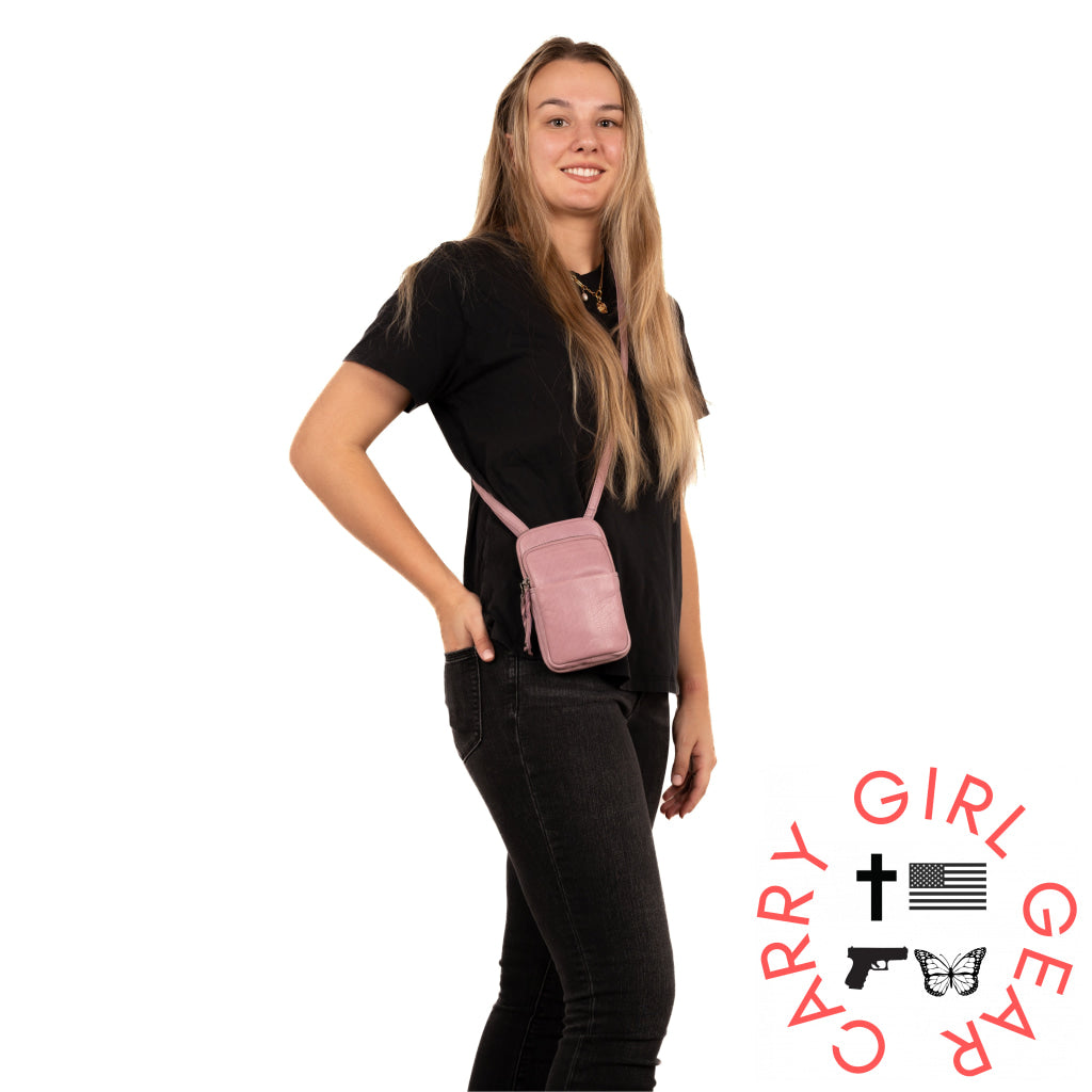 Shay Leather Rfid Crossbody By Lady Conceal For Tasers And Pepper Spray
