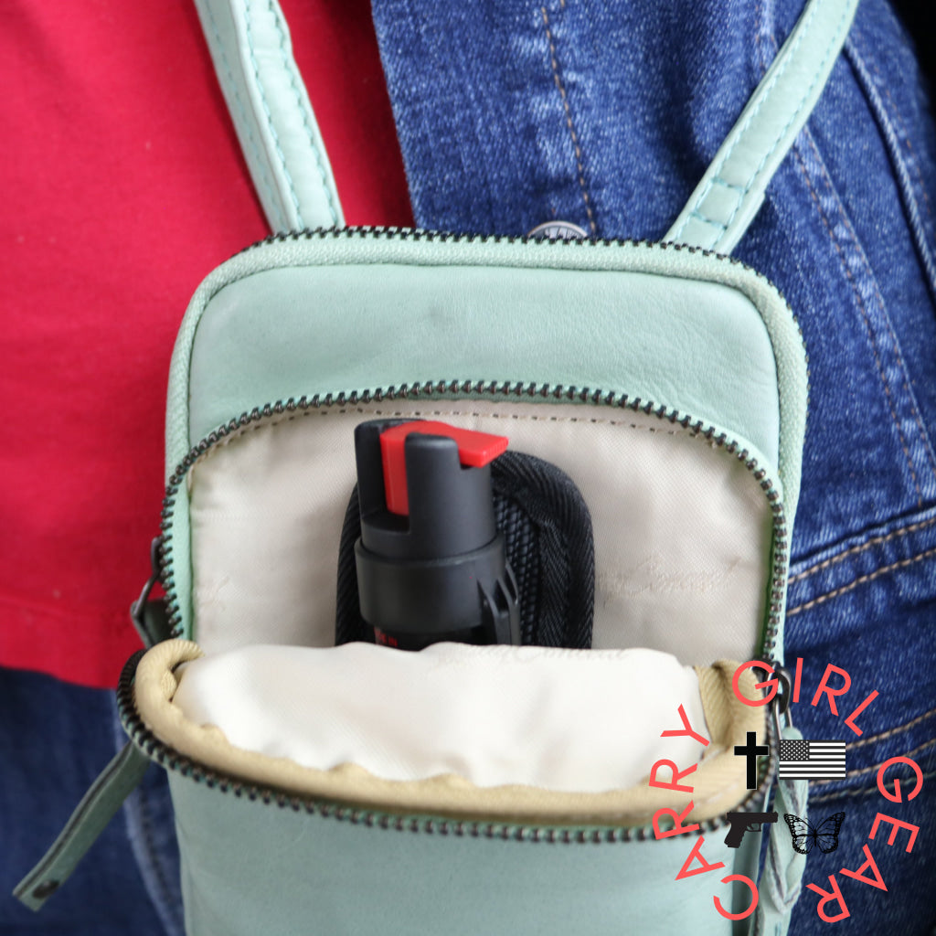 Shay Leather Rfid Crossbody By Lady Conceal For Tasers And Pepper Spray