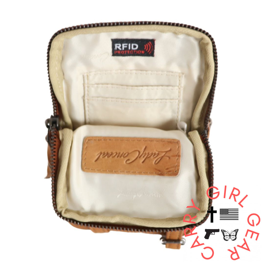 Shay Leather Rfid Crossbody By Lady Conceal For Tasers And Pepper Spray